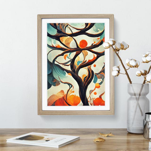 Abstract Tree Branches No.7 - Single Picture Frame Painting Metro Lane Size: 46cm H x 34cm W x 2cm D, Frame Colour: Oak Framed on Productcaster.