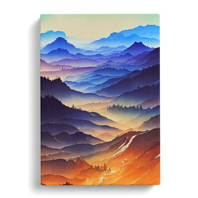 Mountain Landscape Painting No.5 - Wrapped Canvas Graphic Art Alpen Home Size: 60cm H x 40cm W x 3cm D on Productcaster.