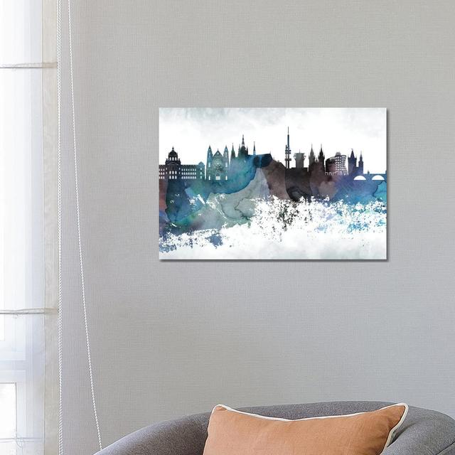 Prague Bluish Skyline - Wrapped Canvas Print Latitude Run Size: 45.72cm H x 66.04cm W on Productcaster.