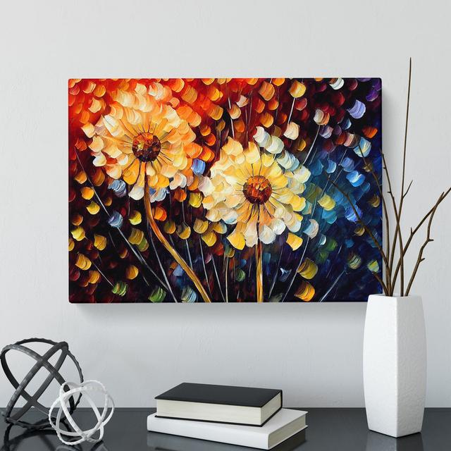 Dandelion Flowers - Wrapped Canvas Painting Marlow Home Co. Size: 35cm H x 50cm W x 3cm D on Productcaster.