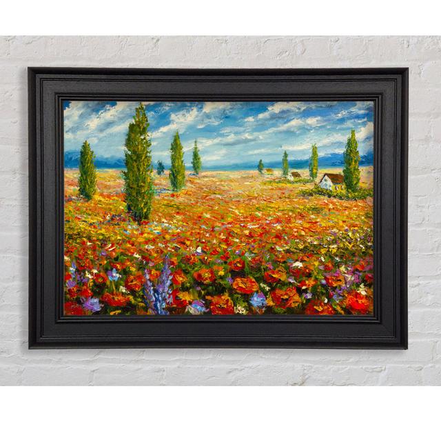 Field Of Trees And Flowers Framed Print Rosalind Wheeler Size: 84.1cm H x 142.2cm W x 8cm D on Productcaster.