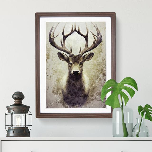 View of the Stag No.3 - Picture Frame Graphic Art Alpen Home Frame Colour: Walnut, Size: 64cm H x 46cm W on Productcaster.