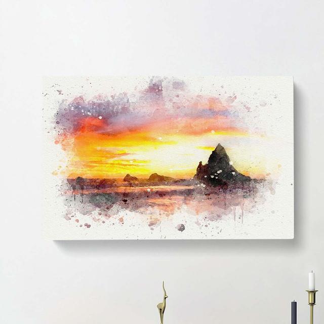 Martins Beach in California in Abstract - Wrapped Canvas Painting Print East Urban Home Size: 40cm H x 60cm W x 3cm D on Productcaster.