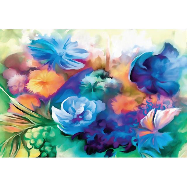 Bouquet Blue - Wrapped Canvas Art Prints Marlow Home Co. Size: 61cm H x 91cm W x 3.8cm D on Productcaster.