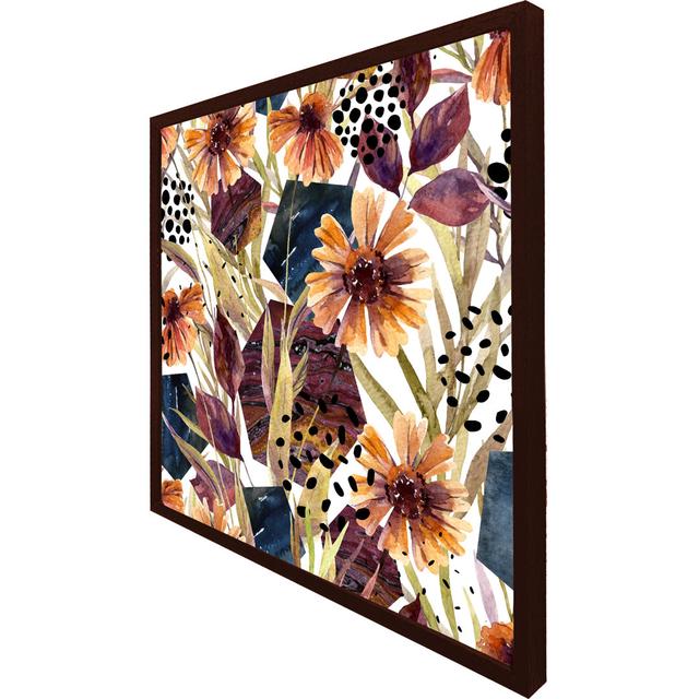 Conchita Autumn Geometric Flowers - Single Picture Frame Art Prints Pergo Classics Size: 41cm H x 41cm W x 4cm D, Frame Colour: Brown Framed on Productcaster.