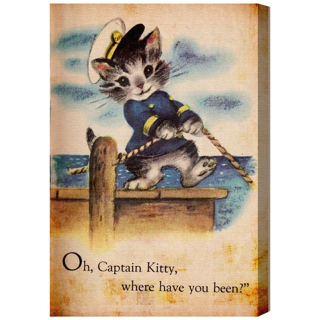 Abby Captain Kitty Canvas Art HoneyBee Nursery Size: 61cm H x 41cm W x 4cm D on Productcaster.