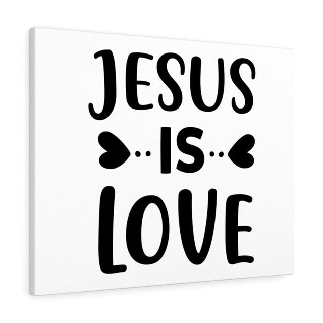 Jesus Is Love - Wrapped Canvas Typography Blue Elephant Size: 46cm H x 61cm W on Productcaster.