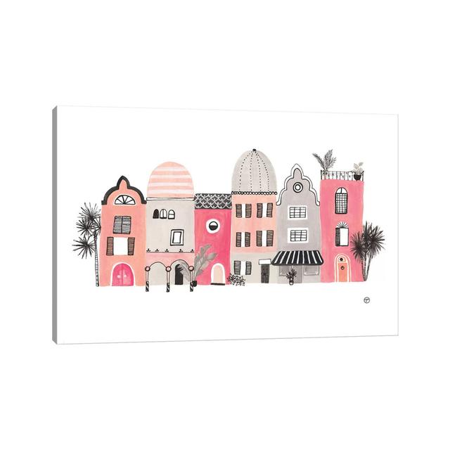 Row of Houses Paper by CreatingTaryn - Wrapped Canvas Graphic Art ClassicLiving Size: 66.04cm H x 101.6cm W x 1.9cm D on Productcaster.