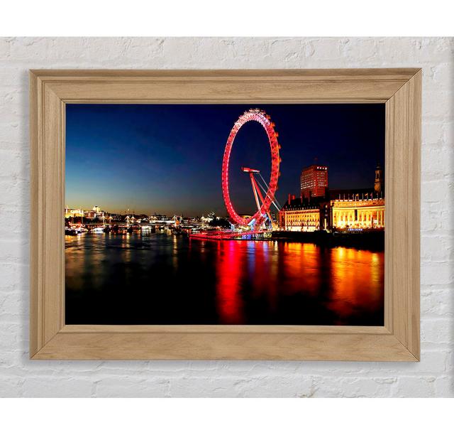 London Eye Red Reflections Framed Print Ebern Designs Size: 29.7cm H x 42cm W on Productcaster.