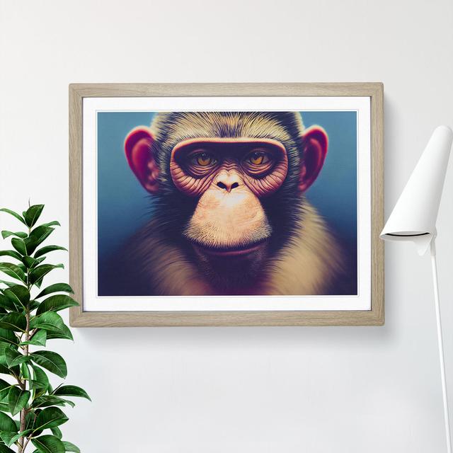 XH1022-6133X Modern Monkey Vol.2 - Single Picture Frame Print 17 Stories Size: 25cm H x 34cm W x 2cm D, Frame Colour: Oak on Productcaster.