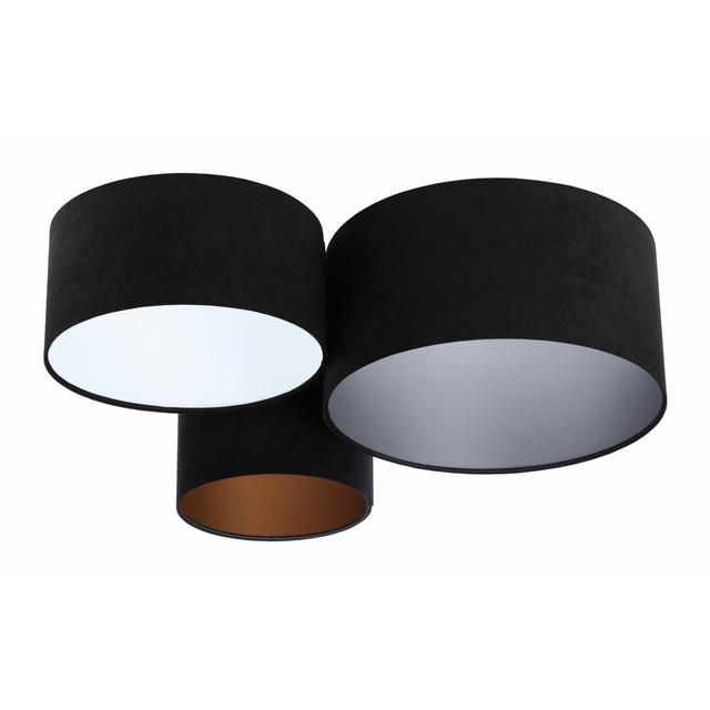 3-Light Cylinder Flush Mount in White by Zipcode Design, Shade Colour: Black on Productcaster.