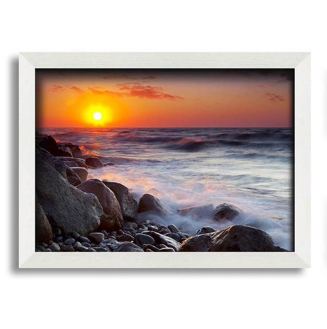 Swell Of The Ocean Rocks Framed Print House of Hampton Size: 21cm H x 29.7cm W x 10cm D, Format: White Framed Paper on Productcaster.