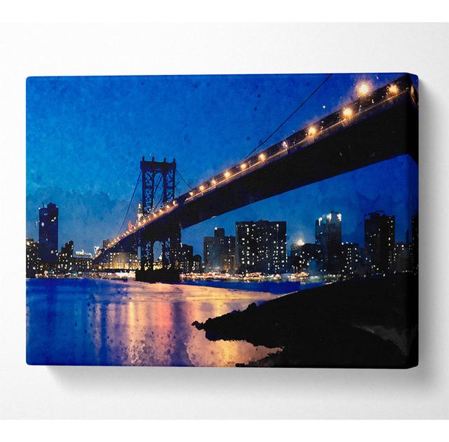 Brooklyn Bridge Peach Glow - Wrapped Canvas Art Prints Latitude Run Size: 35.6cm H x 50.8cm W x 10cm D on Productcaster.