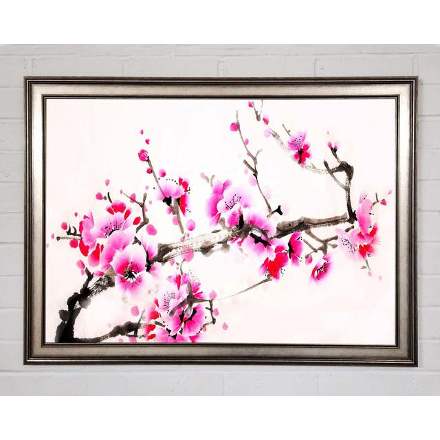 Cherry Tree Painting Framed Print Ophelia & Co. Size: 84.1cm H x 118.9cm W x 1.5cm D, Format: Gunmetal Framed Paper on Productcaster.