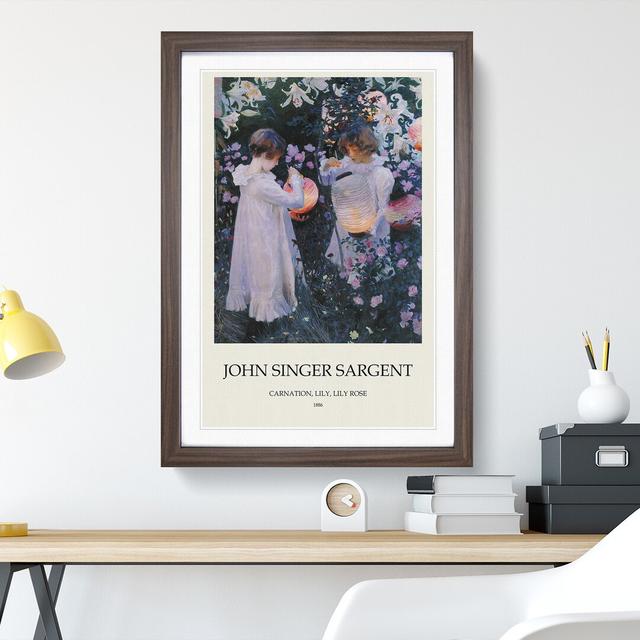 Carnation, Lily, Lily, Rose by John Singer Sargent - Picture Frame Art Prints East Urban Home Size: 48cm H x 36cm W x 2cm D, Frame Option: Walnut on Productcaster.