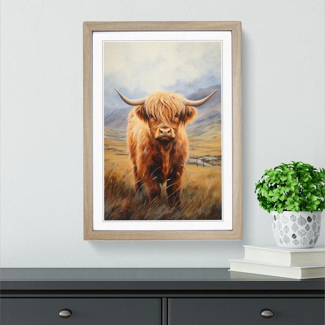 Highland Cow Realism - Single Picture Frame Print on Wood Alpen Home Size: 64cm H x 46cm W x 2cm D, Format: Oak on Productcaster.