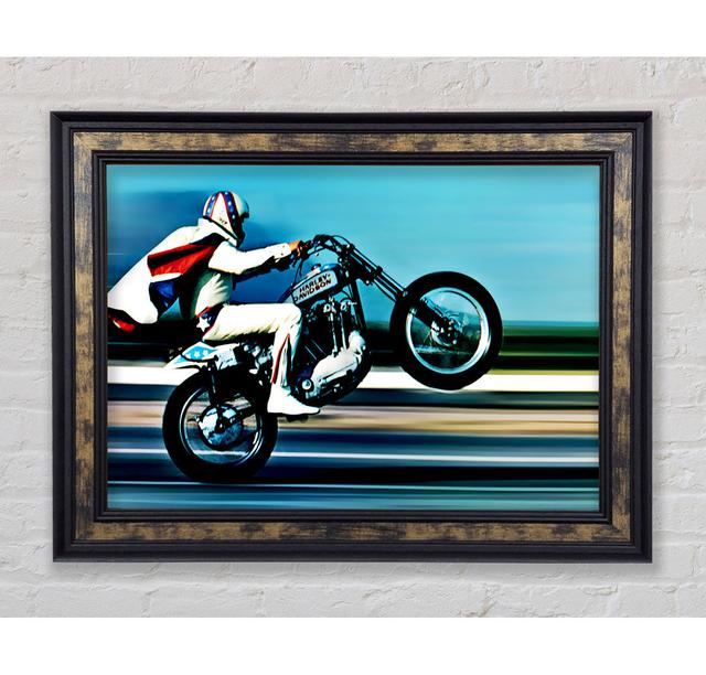 Evel Knievel Wheelie Colour - Single Picture Frame Art Prints Ebern Designs Size: 59.7cm H x 84.1cm W x 8cm D on Productcaster.