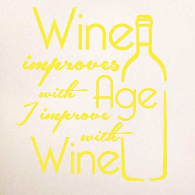 Wine Improves With Age I Improve With Wine Wall Sticker Maturi Colour: Bright Yellow on Productcaster.