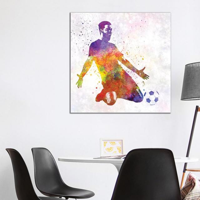 Man Soccer Football Player XIII by Paul Rommer - Wrapped Canvas Painting Latitude Run Size: 93.98cm H x 93.98cm W x 1.91cm D on Productcaster.