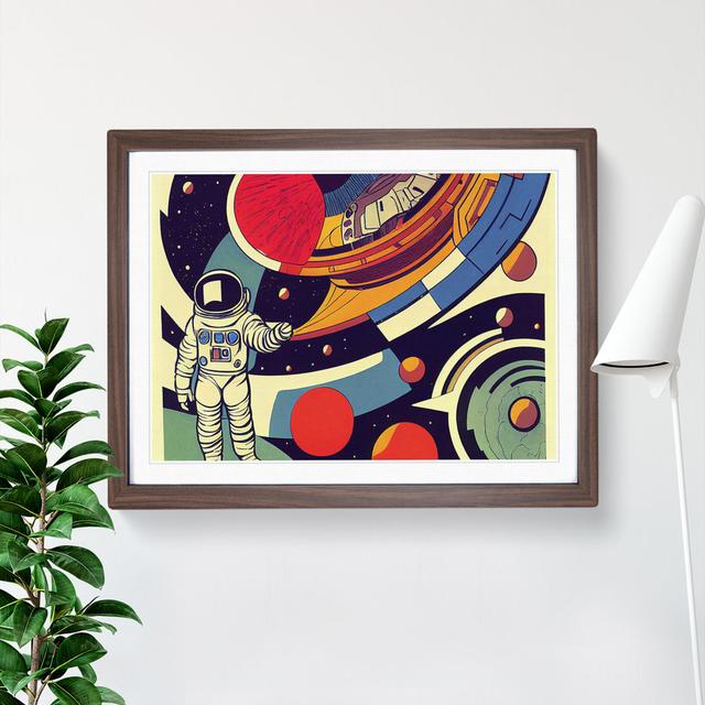 Retro Astronaut Vol.1 - Single Picture Frame Painting 17 Stories Size: 46cm H x 64cm W x 2cm D, Frame Colour: Walnut Framed on Productcaster.