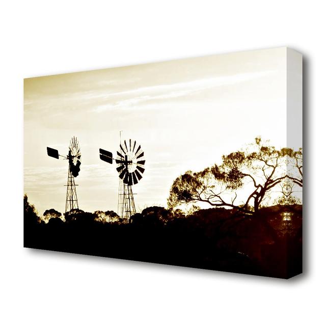 'Windmills Sepia Landscape' - Wrapped Canvas Photographic Print East Urban Home Size: 50.8 cm H x 81.3 cm W on Productcaster.