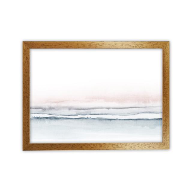 Minimal Watercolour Landscape I - Indigo & Pink - Print Latitude Run Size: 46cm H x 63cm W x 3cm D, Format: Oak Framed Canvas on Productcaster.