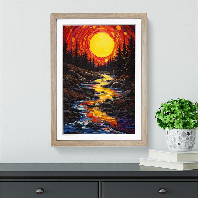 River Expressionism - Single Picture Frame Print on Wood Big Box Art Size: 64cm H x 46cm W x 2cm D, Frame Colour: Oak on Productcaster.