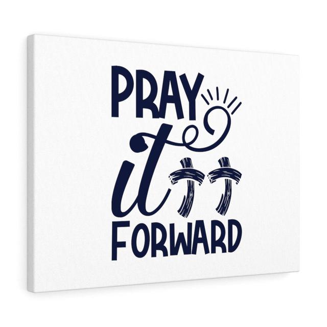 Pray It Forward - Wrapped Canvas Typography Blue Elephant Size: 61cm H x 76cm W on Productcaster.