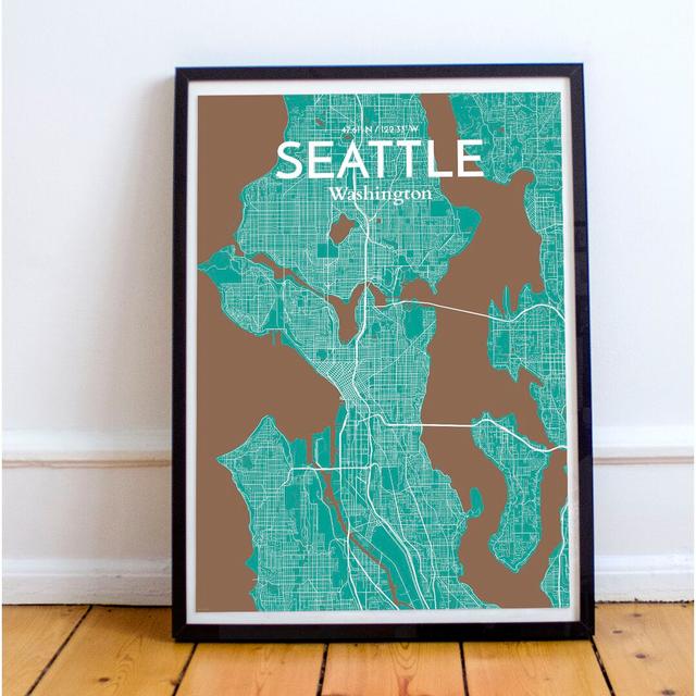 Seattle City Map - Unframed Graphic Art Print on Paper East Urban Home Size: 91.4cm H x 61cm W x 0.13cm D on Productcaster.