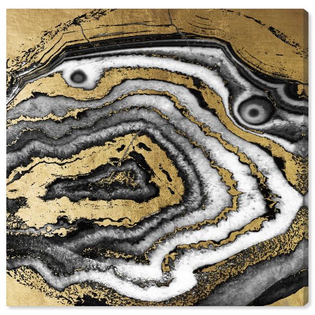 Gold Night Agate - Wrapped Canvas Print East Urban Home Size: 30.5 cm H x 30.5 cm W x 3.8 cm D on Productcaster.