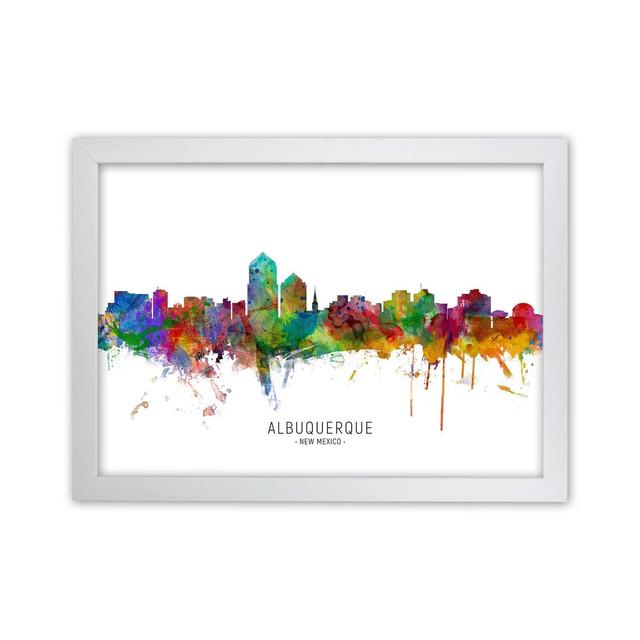 Albuquerque New Mexico Skyline by Michael Tompsett - Print Latitude Run Format: White Framed, Size: 25cm H x 34cm W x 3cm D on Productcaster.