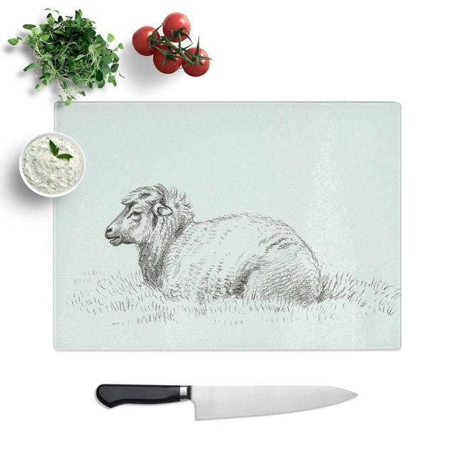 Glass Lying Sheep by Jean Bernard Chopping Board East Urban Home Size: 28.5 cm W x 20 cm L on Productcaster.