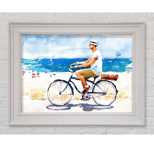 Gerahmtes Leinwandbild Cycling In Paradise Haus am Meer Größe: 84,1 cm H x 142,2 cm B on Productcaster.