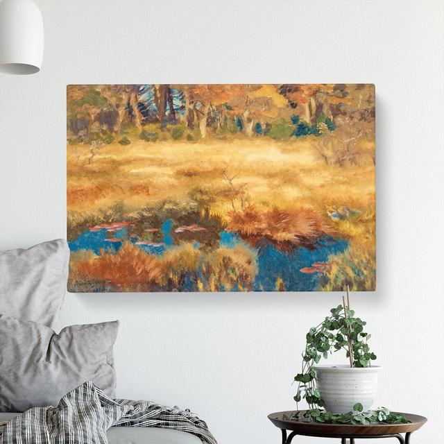 Autumn Landscape With Fox by Bruno Liljefors - Wrapped Canvas Painting East Urban Home Size: 35cm H x 50cm W x 3cm D on Productcaster.