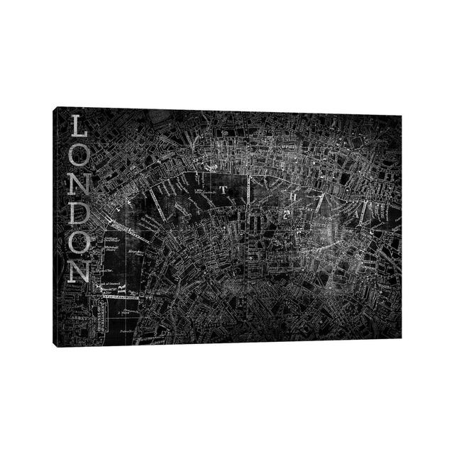 Map London, Vintage In Black - Wrapped Canvas Graphic Art Borough Wharf Size: 30.48cm H x 45.72cm W x 1.9cm D on Productcaster.