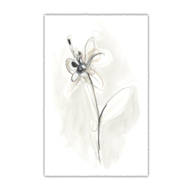 Neutral Floral Gesture IX - Wrapped Canvas Art Prints Rosalind Wheeler Size: 76cm H x 51cm W on Productcaster.