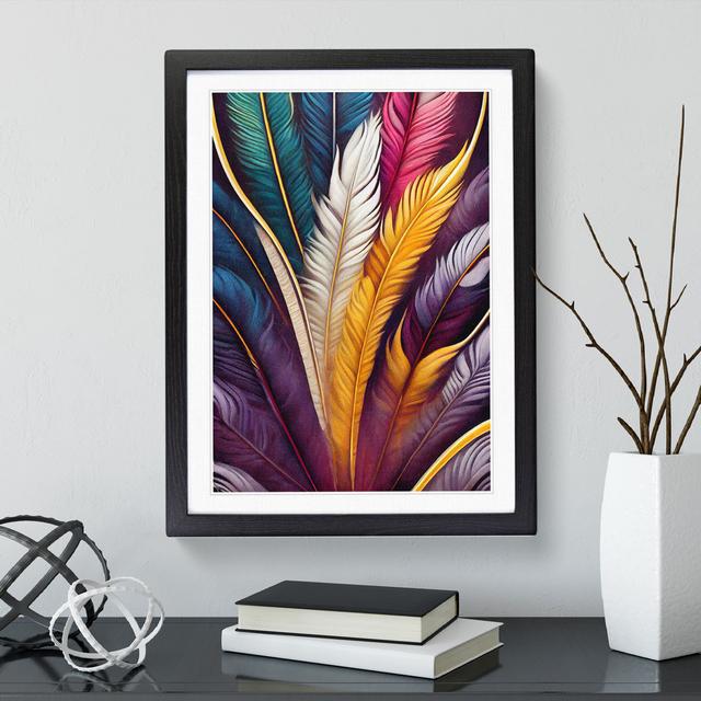 Feathers in Colour No.3 - Picture Frame Graphic Art Latitude Vive Frame Colour: Black, Size: 34cm H x 25cm W x 2cm D on Productcaster.