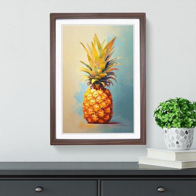 XYZ-FRM-V1223-5184 Pineapple Modern - Single Picture Frame Print on Wood Big Box Art Frame Colour: Walnut, Size: 46cm H x 34cm W x 2cm D on Productcaster.