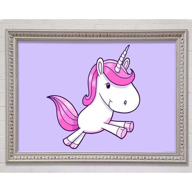 Gerahmtes Leinwandbild Leaping Unicorn Pink Roomie Kidz Größe: 84,1 cm H x 118,9 cm B x 1,5 cm T, Farbe: Fliederfarben, Format: Poster mit weißem Rahm on Productcaster.