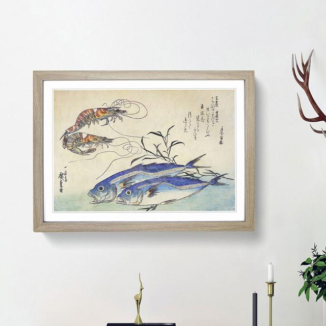 Mackerel and Prawns by Utagawa Hiroshige - Picture Frame Painting Print East Urban Home Frame Option: Oak Framed, Size: 27cm H x 36cm W x 2cm D on Productcaster.