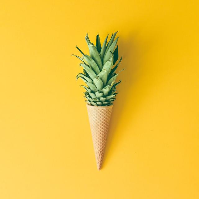 Ice Cream Cone With Pineapple Leaves - Wrapped Canvas Print 17 Stories Size: 51cm H x 51cm W x 3.8cm D on Productcaster.