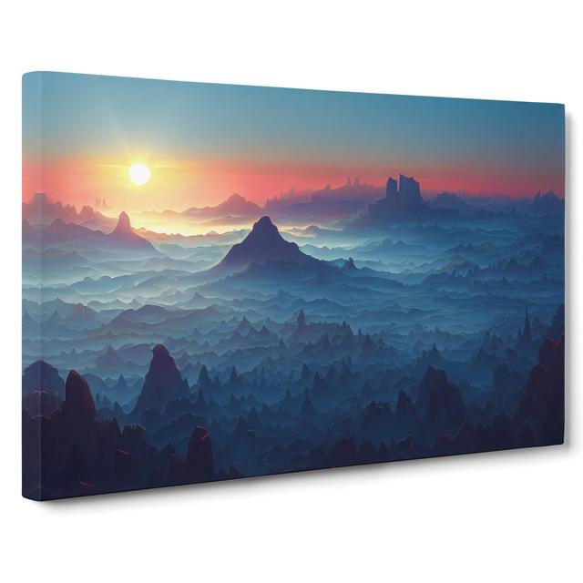 Grand Mountain Sunset - Wrapped Canvas Graphic Art Alpen Home Size: 35cm H x 50cm W x 3cm D on Productcaster.