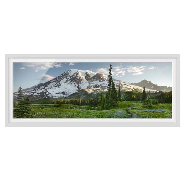 Mountain View Meadow Path - Picture Frame Photograph Union Rustic Size: 30cm H x 75cm W x 2cm D, Frame Option: White Framed on Productcaster.