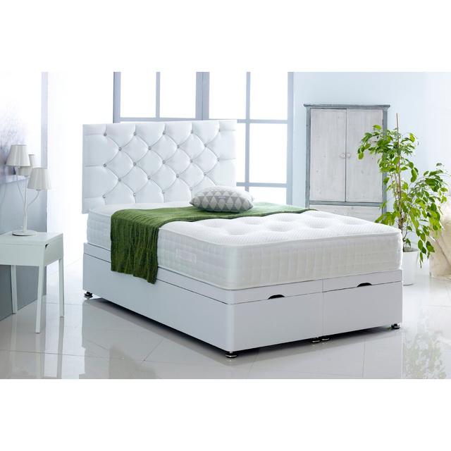 Juarez Upholstered Ottoman Bed Ebern Designs Colour: White, Size: Small Double (4') on Productcaster.