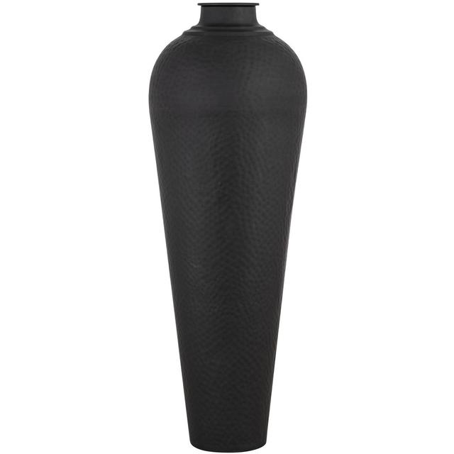 Matt Black Large Hammered Vase With Lid Ivy Bronx Size: 103cm H x 40cm W x 40cm D on Productcaster.