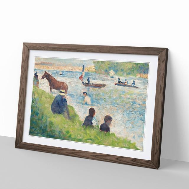 Study of Bathers Vol.1 by Georges Seurat - Picture Frame Painting on MDF East Urban Home Frame Option: Walnut Framed, Size: 27cm H x 36cm W x 2cm D on Productcaster.