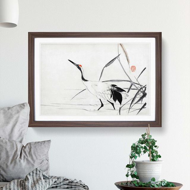 Japanese Crane by Mochizuki Gyokusen - Picture Frame Painting Print on MDF East Urban Home Size: 62cm H x 87cm W x 2cm D, Format: Walnut Framed on Productcaster.