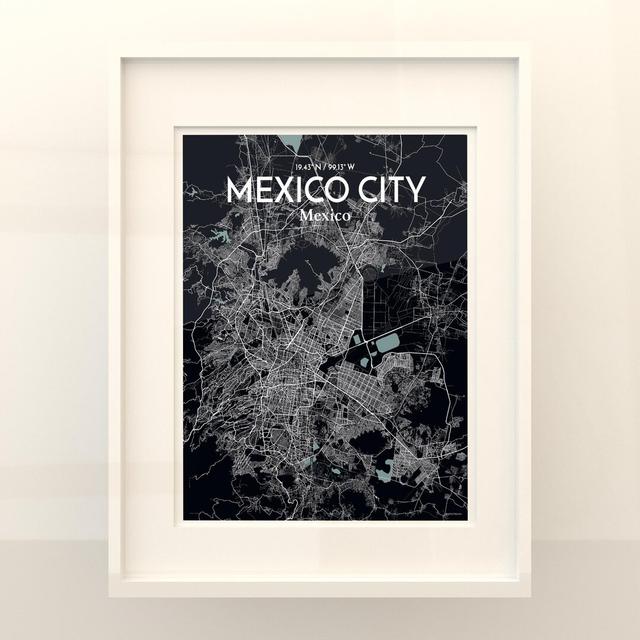 Mexico City Map in Midnight - Graphic Art Print on Paper Borough Wharf Size: 20cm H x 16cm W x 0.05cm D on Productcaster.