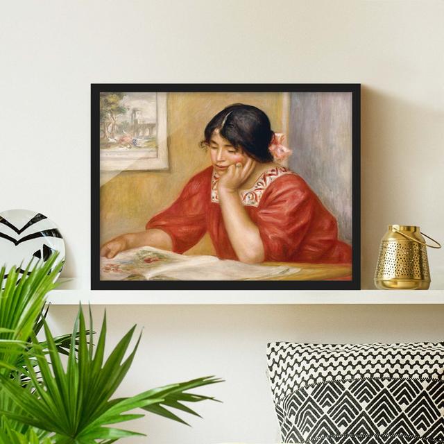 Leontine Reading by Auguste Renoir - Picture Frame Painting Rosalind Wheeler Size: 40cm H x 55cm W x 2cm D, Frame Option: Black Framed on Productcaster.