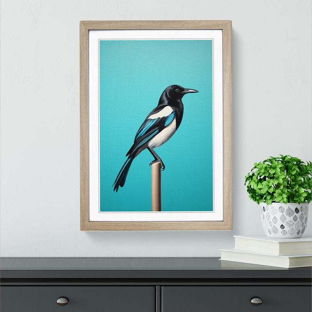 Magpie Minimalism - Single Picture Frame Print on Wood Marlow Home Co. Size: 34cm H x 25cm W x 2cm D, Format: Oak Framed on Productcaster.